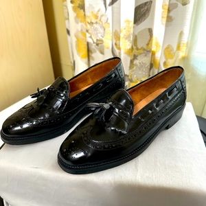 Mens Black Leather Slip On Loafers